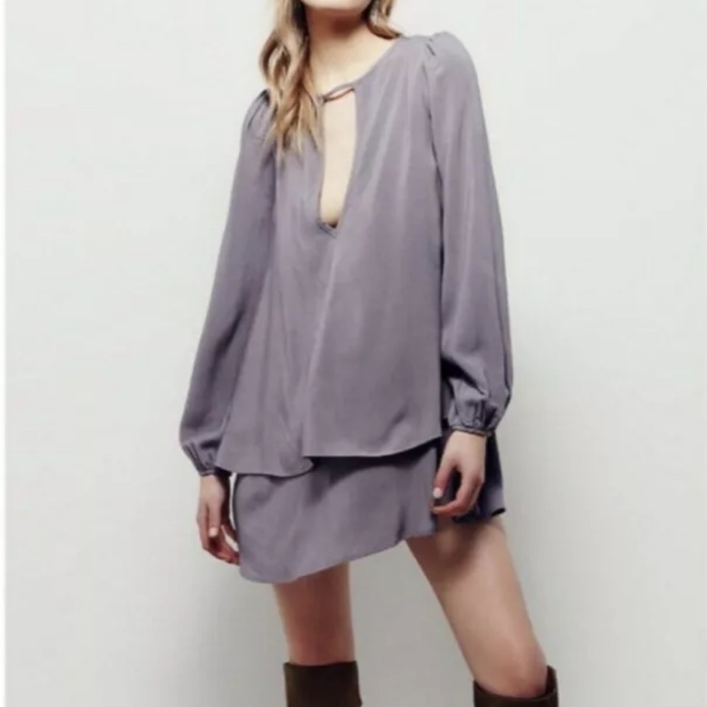 6. Free People Beck Layered Keyhole Neckline A-Line Silhouette Tunic Dress